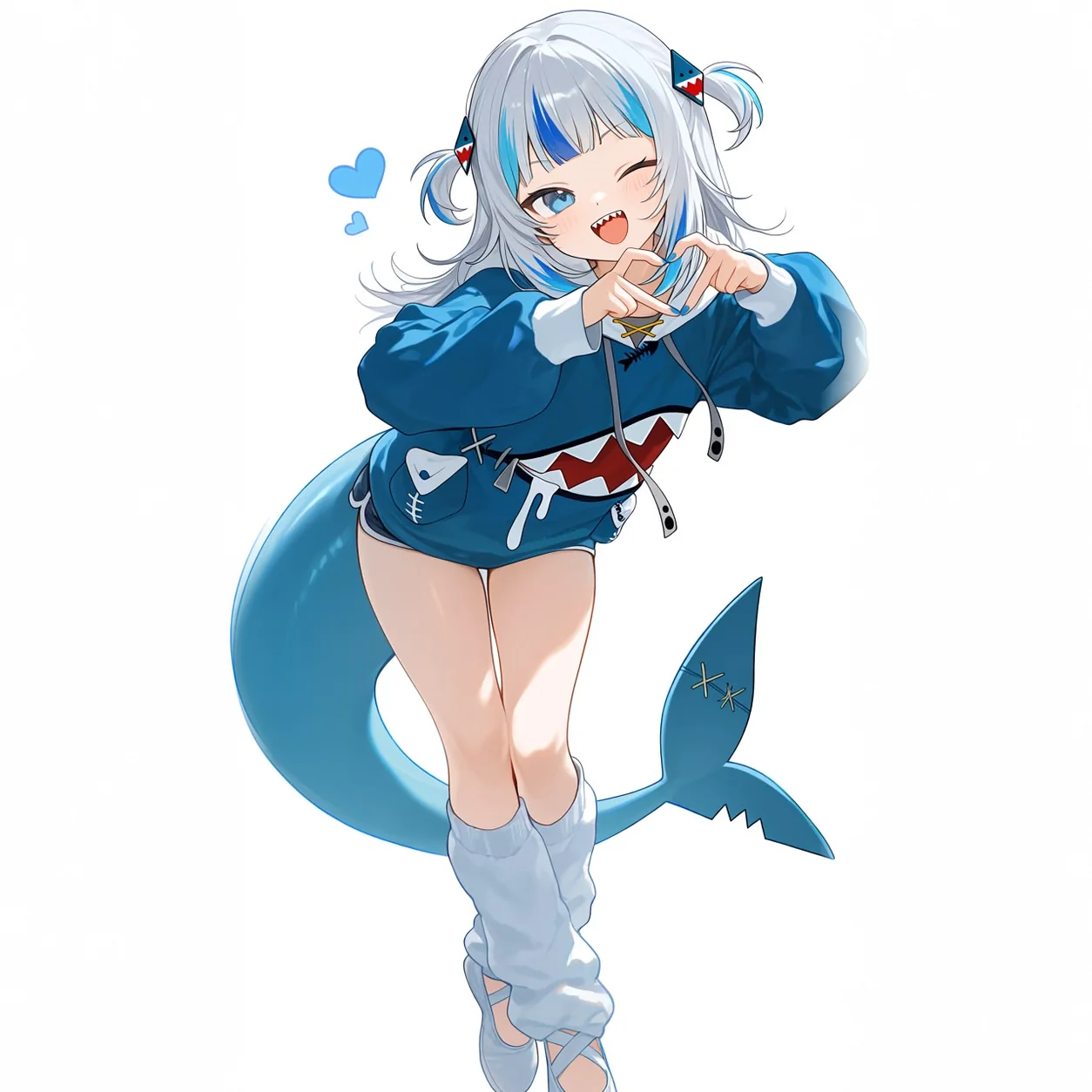 Blue shark-themed anime VTuber avatar