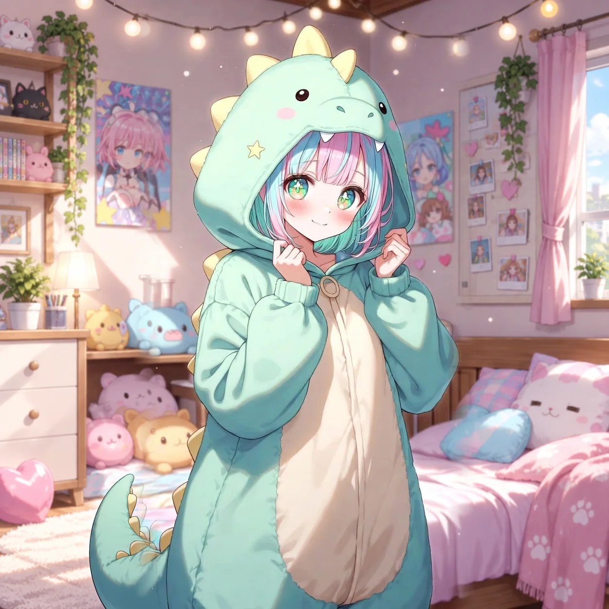 Pastel dinosaur onesie VTuber avatar