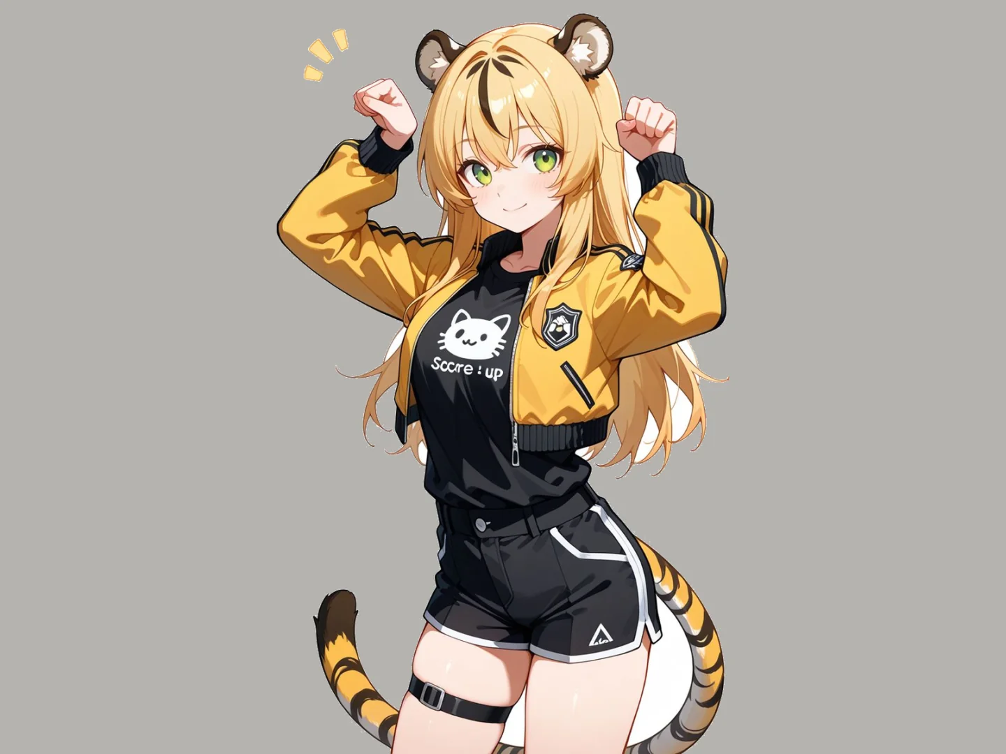 Tiger-themed anime VTuber avatar on a gray background
