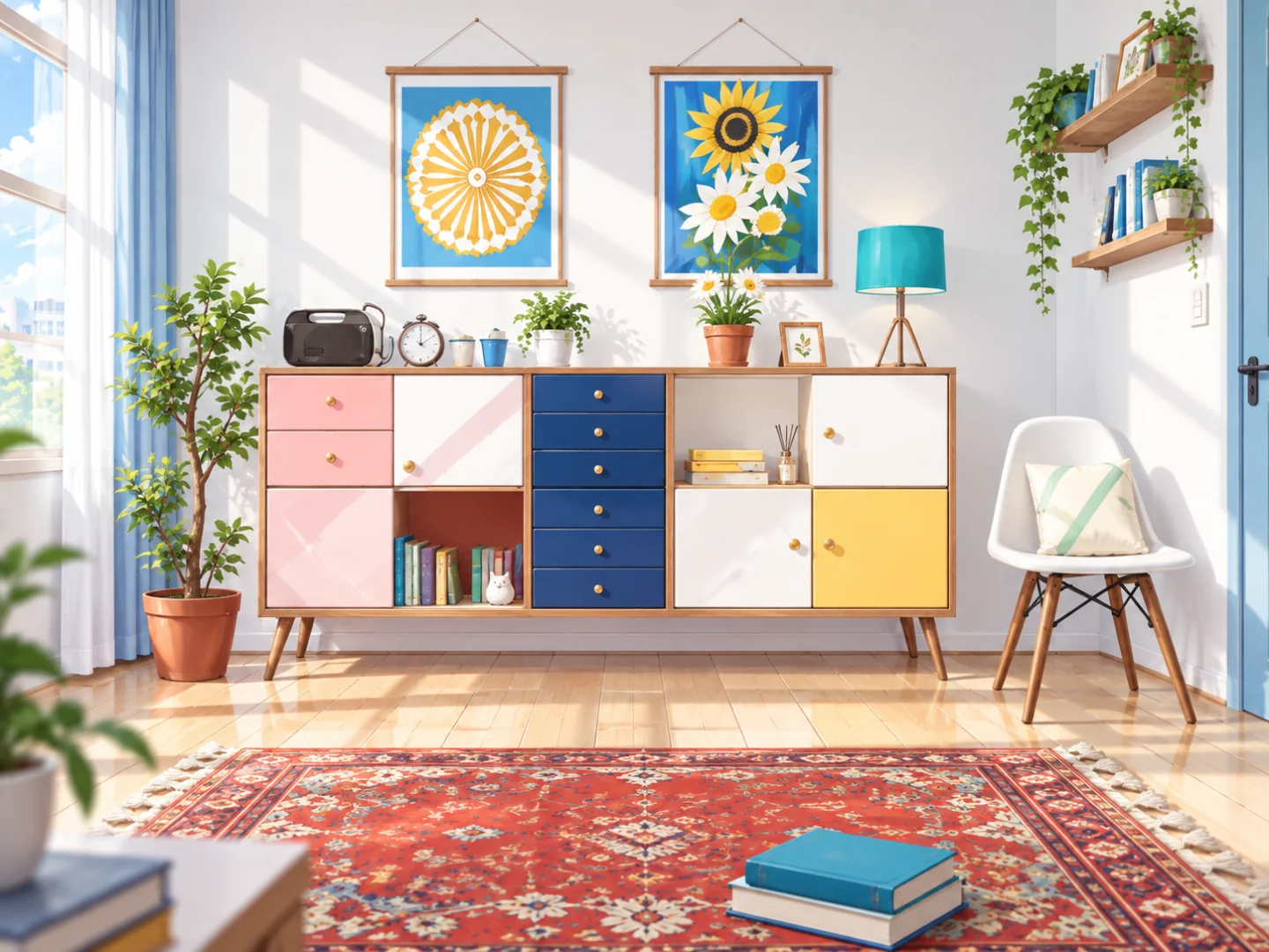 Bright living room background for a VTuber streaming scene