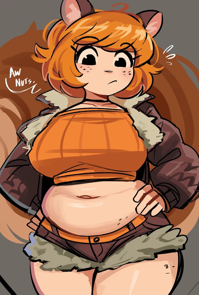 Orange-haired squirrel character wearing a jacket
