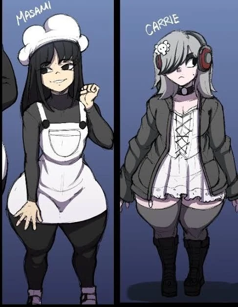 Two character designs presented side by side