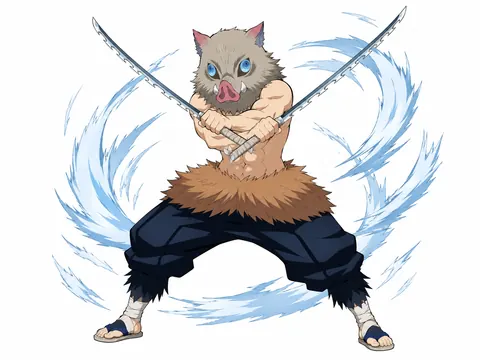 Vista previa de personaje con IA: Inosuke Hashibira