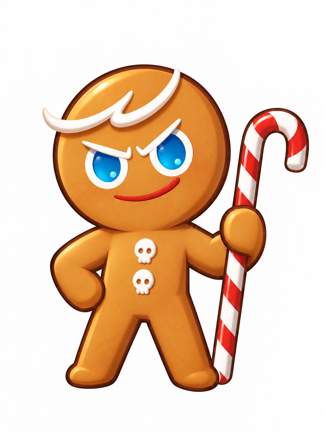 GingerBrave from Cookie Run: Kingdom in his standard gingerbread and candy cane appearance