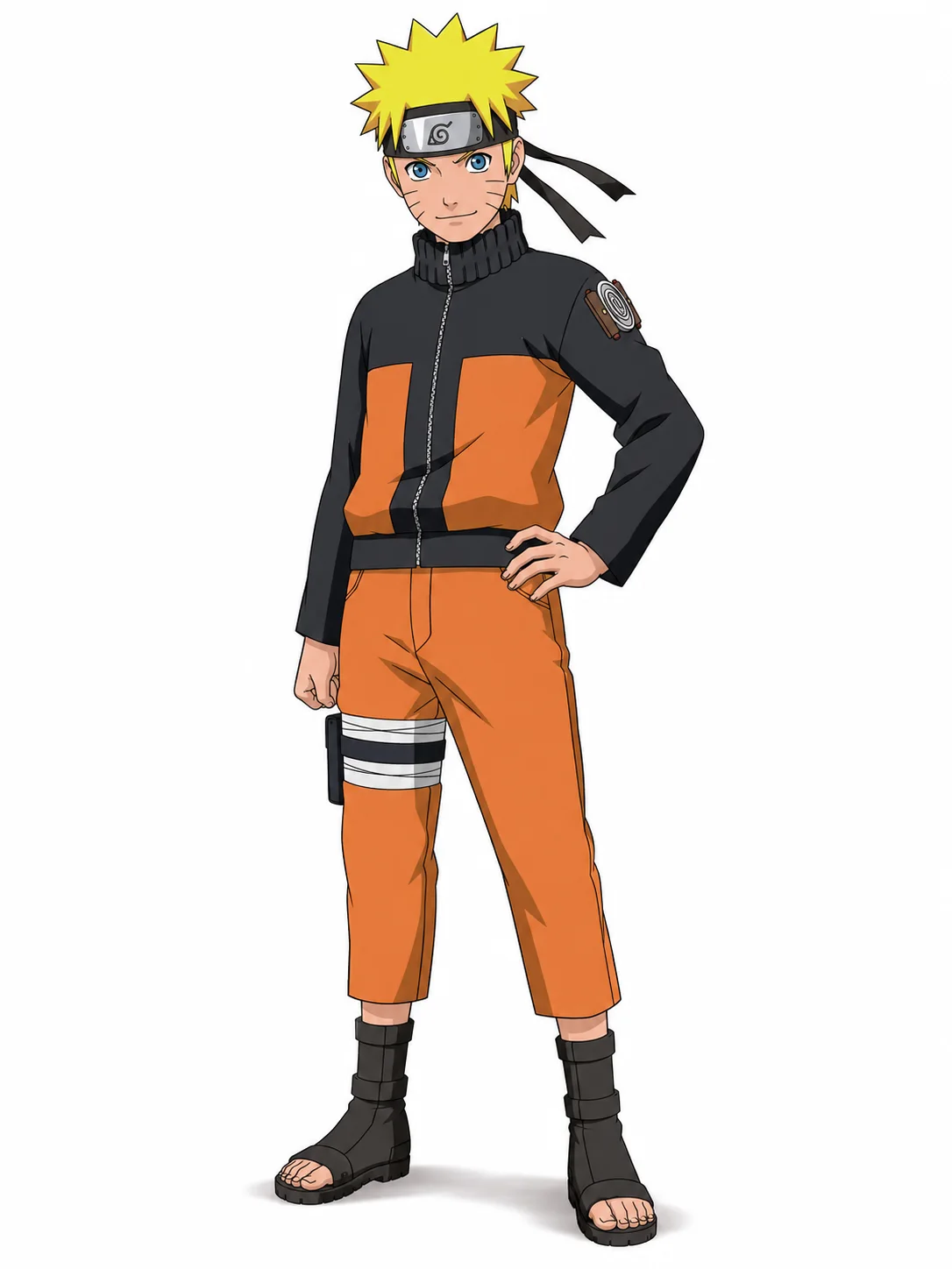 Naruto Uzumaki from Naruto in his black-and-orange shinobi outfit
