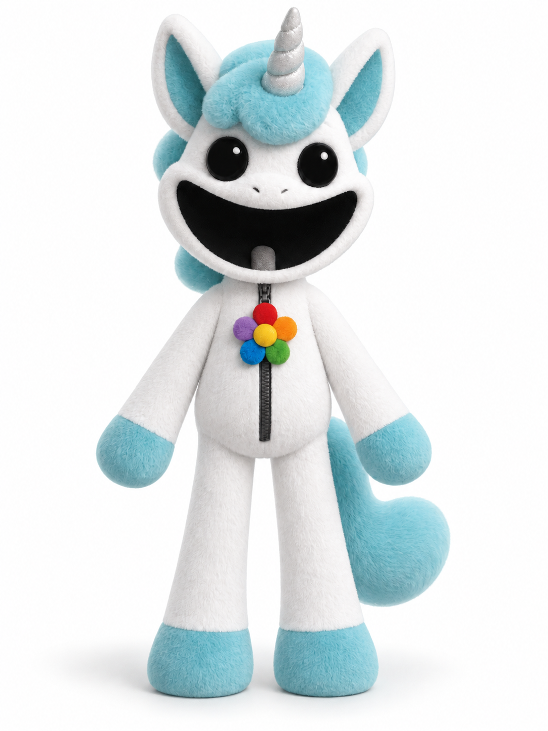 CraftyCorn from Poppy Playtime in her standard white and aqua Smiling Critters toy appearance